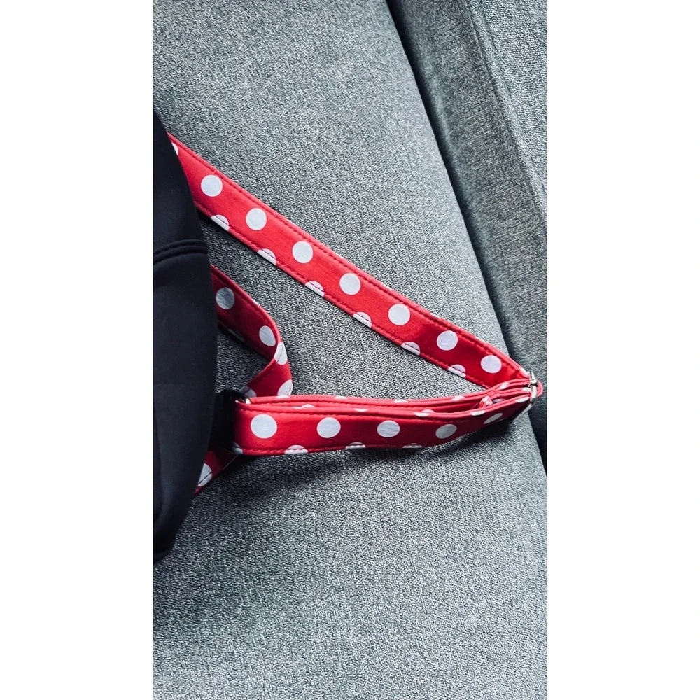 Disney Minnie Mouse Backpack Kids Small Black Red Polka Dot 3D Bow Bag